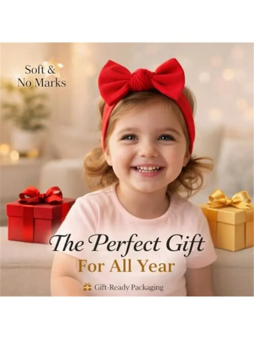 Baby Girl Bow Headband Soft Cotton Stretch Toddler Infant Hair Accessory Cute